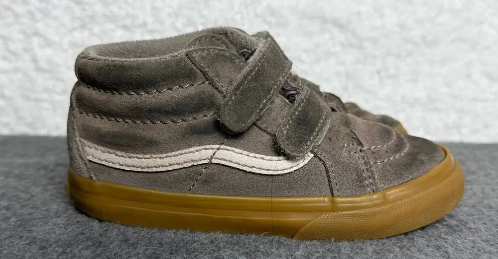 Vans Toddler Sk8-Mid Reissue V Taupe Suede Gum Velcro Mid Top Sneakers - 9